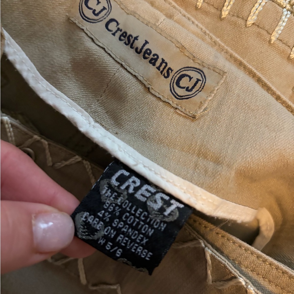 Vintage Crest Tan Embroidered Flare Pants - Picture 6 of 14